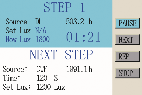 Light Booth byko-spectra pro display screen: Auto Sequence Mode