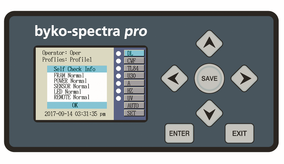 Light Booth byko-spectra pro display with operation buttons