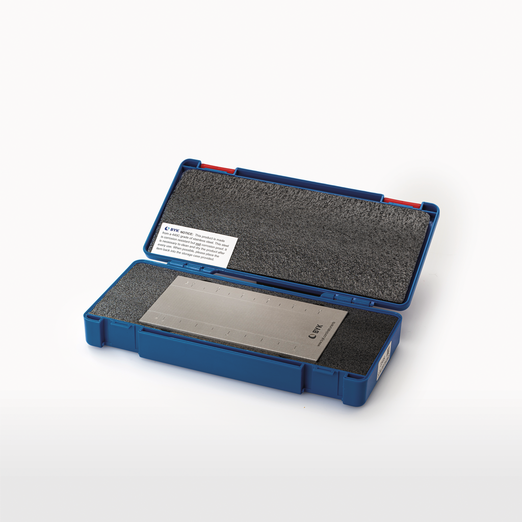 Grind Gages - µm, Hegman, one path, Article No. 2508, Grind Gage No. 51, Grind gage - groove depth range 0-25 µm, case