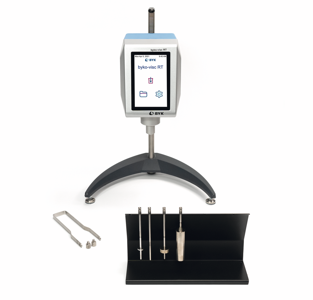 A rotational viscometer by BYK-Gardner with a supplemental spindle set.