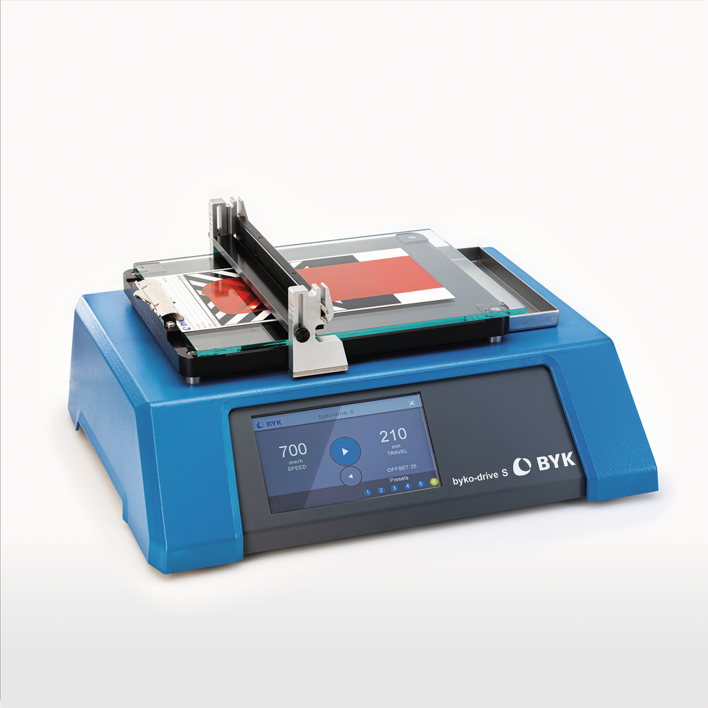 Byko-drive S, G with push-bar on glass plate and drawdown card from BYK-Gardner