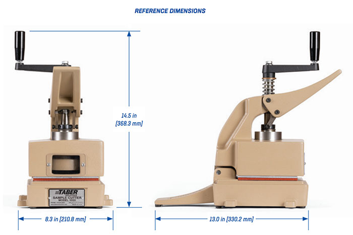 Taber Sample Cutter Dimensions