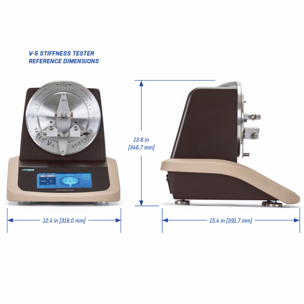 Taber V-5 Stiffness 150-T Tester Dimensions