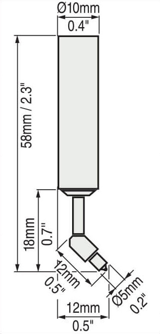 Positector 6000 F45S, N45S Probe Dimensions