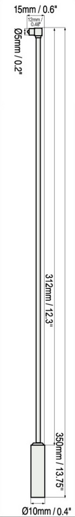 Positector 6000 F90ES Probe Dimensions