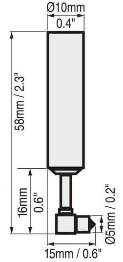 Positector 6000 F90S, N90S Probe Dimensions